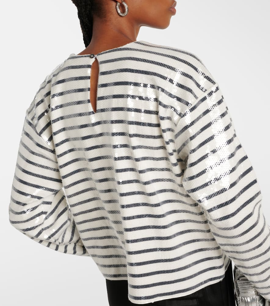 Sequined striped cotton top coat