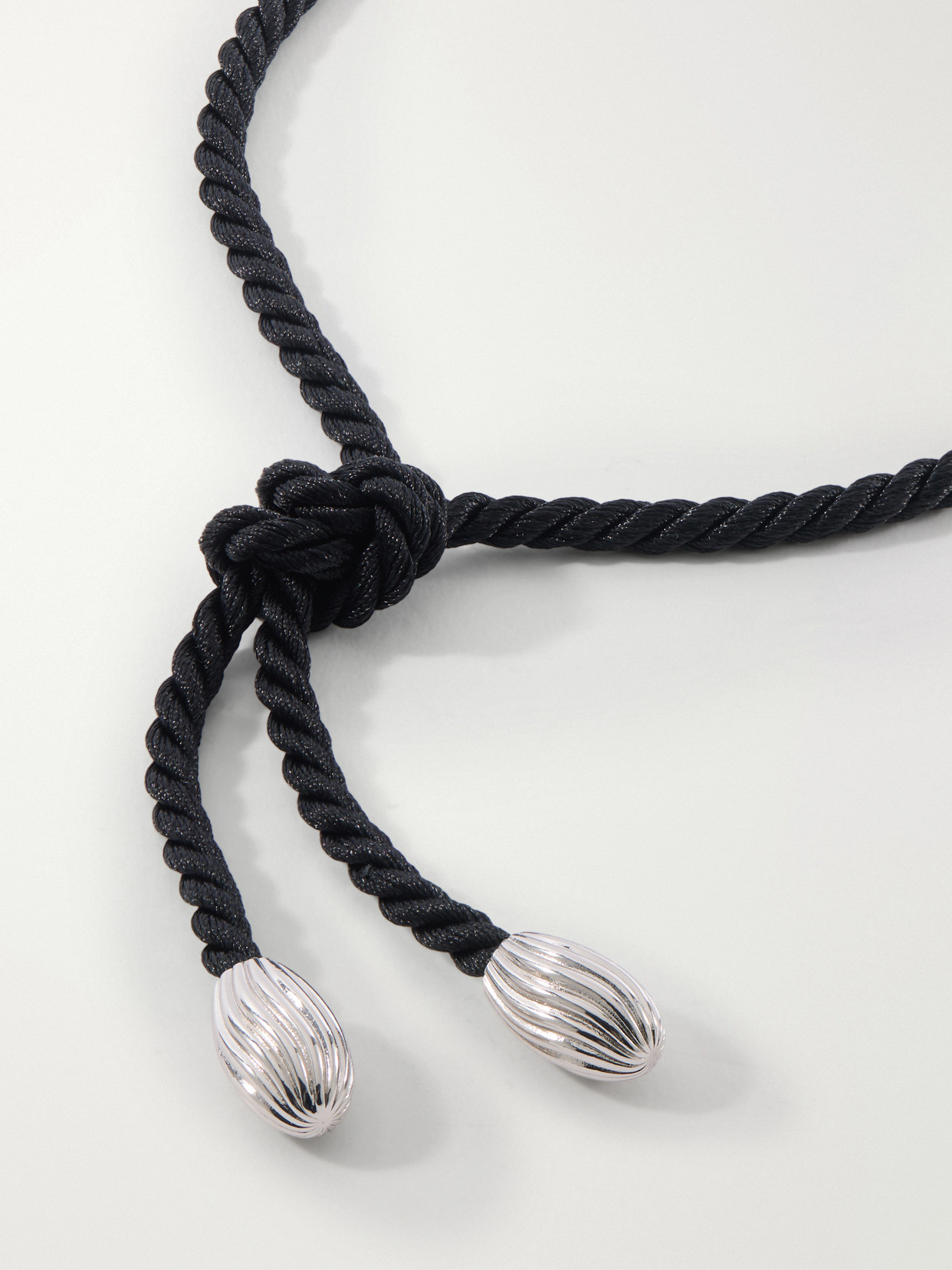 Iris Rhodium-plated, Shell, Resin And Cord Necklace - Black