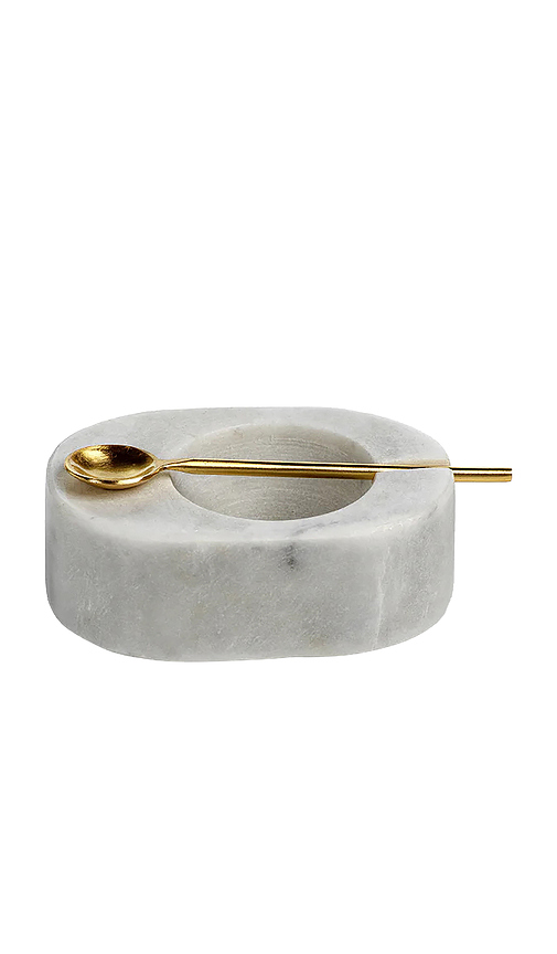 The Favorites Tuscan Marble Salt And Pepper Bowl With Gold Spoon en White