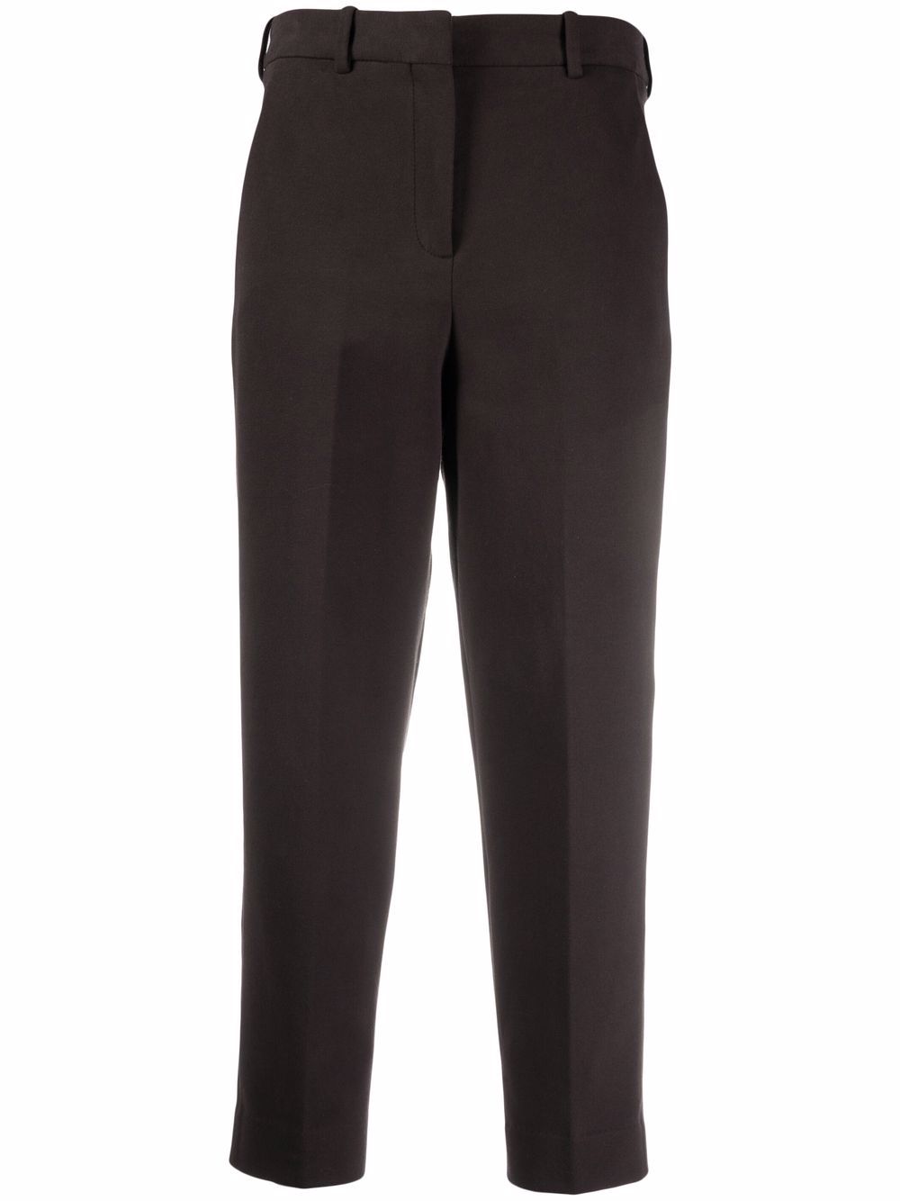 Pressed-crease high-rise cropped trousers - Brown