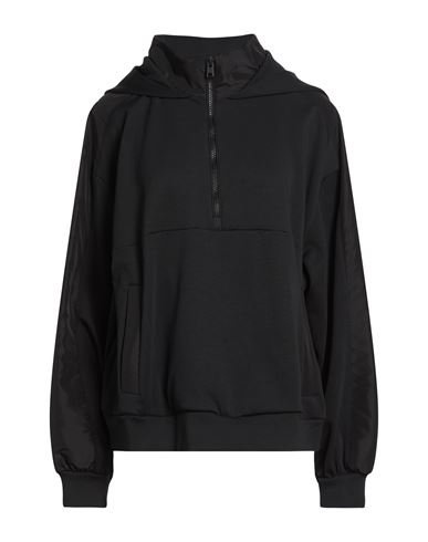 Woman Sweatshirt Black Size XL Cotton, Polyester, Elastane
