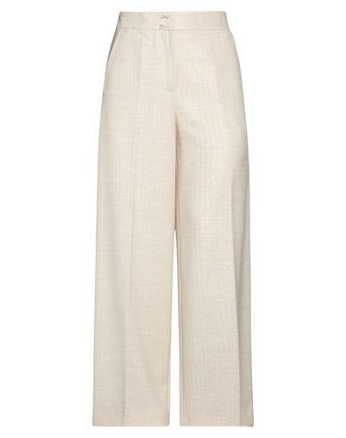 Woman Pants Beige Size 8 Virgin Wool, Viscose, Elastane, Polyamide, Metallic Polyester