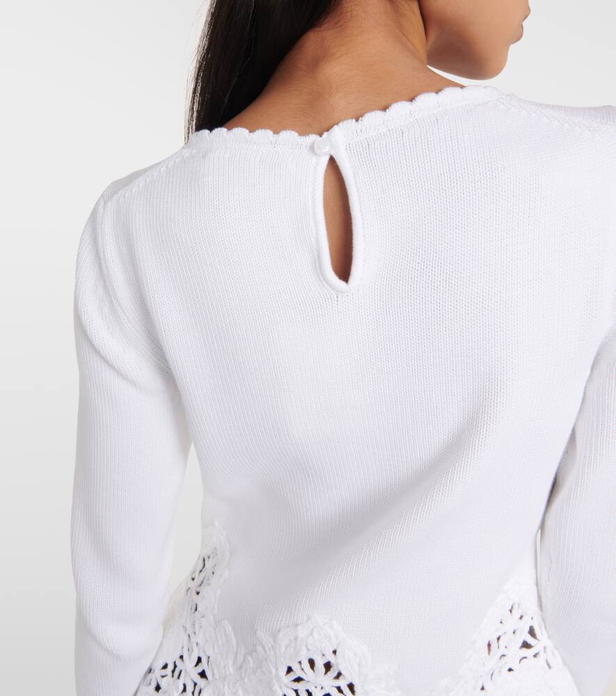 Lace-trimmed cotton sweater