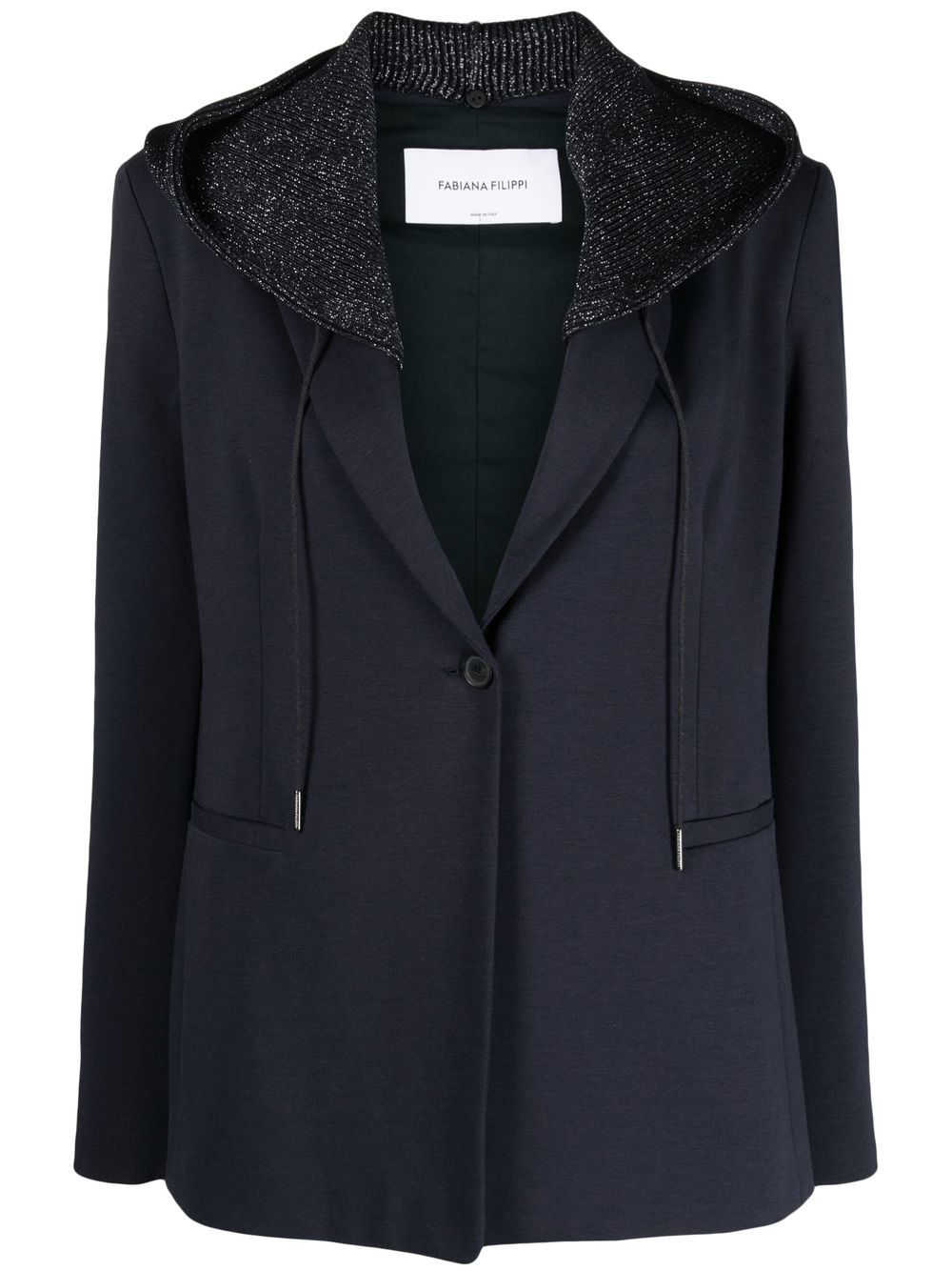 Hooded single-breasted blazer - Blue