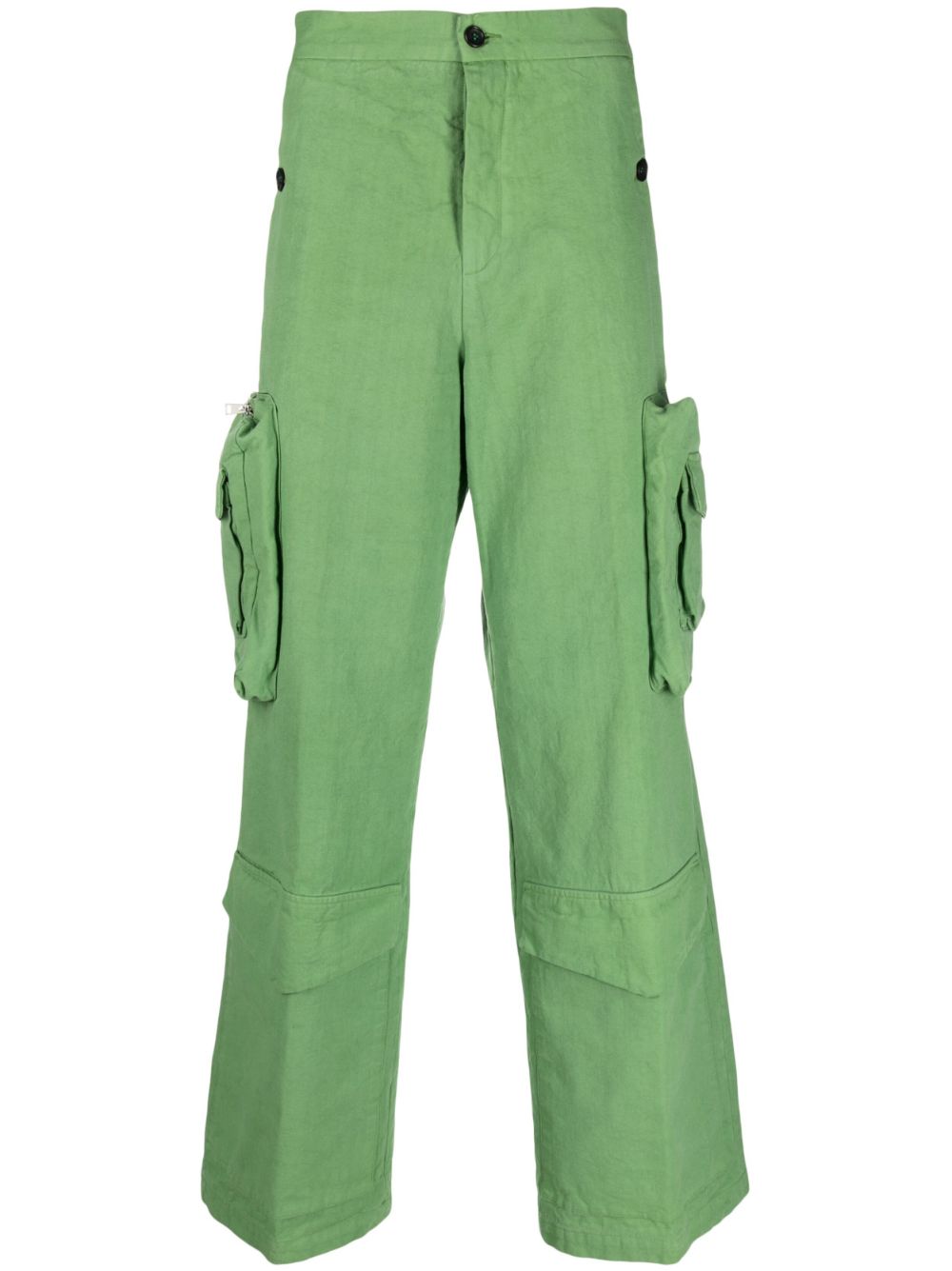 Layered cotton cargo trousers - Green