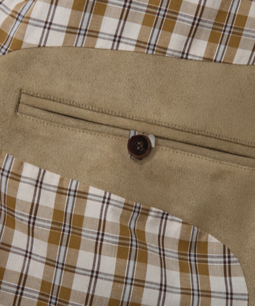 Two Pocket Button Suede Bomber Jacket_Beige