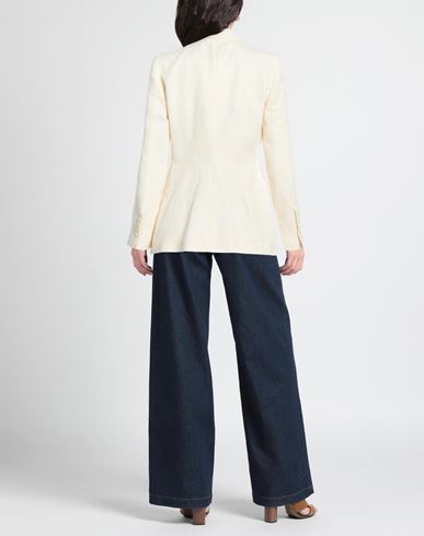 Woman Blazer Ivory Size 10 Cotton, Linen
