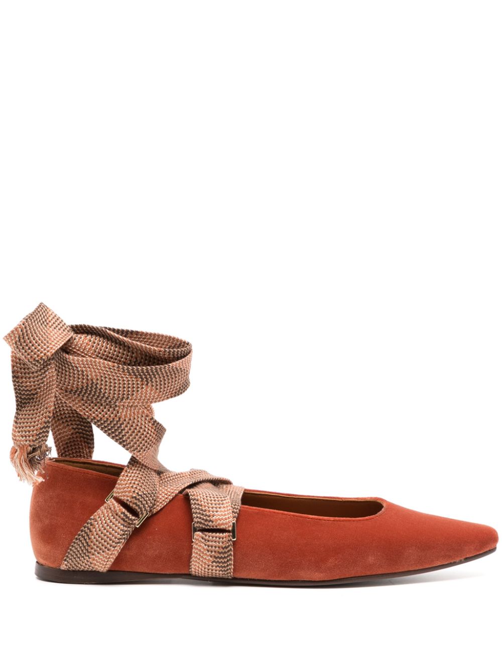 Arlo velvet ballerina shoes - Brown