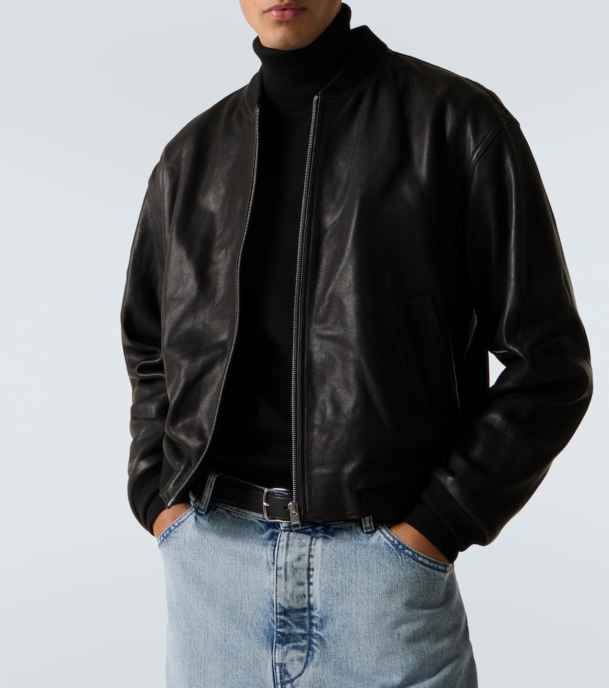 Leather bomber jacket