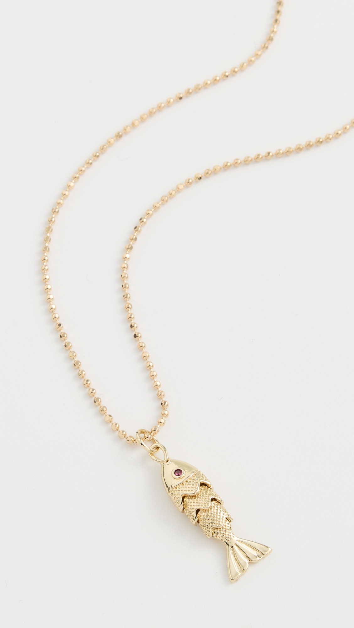 Gold Fish Ball Chain Necklace Yellow Gold One Size