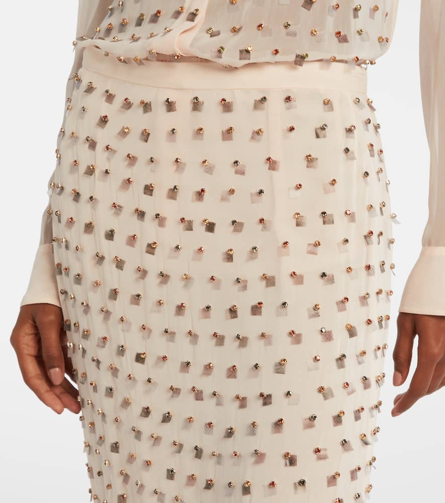 Embellished sheer midi skirt