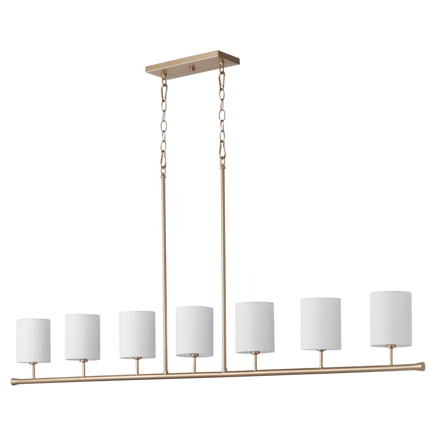 Aged Brass Seven Light Linear Chandelier from the Harmony Collection
