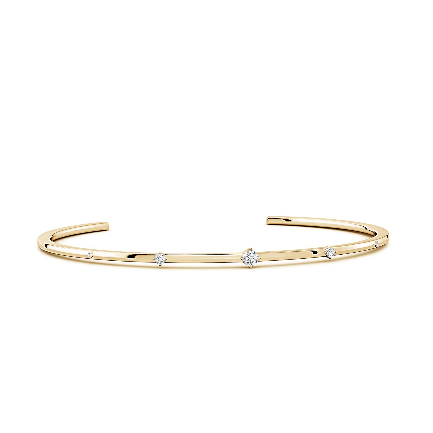 Angara 3 MM Five-Stone Round Lab-Grown Diamond Station Cuff Bracelet in 14K Yellow Gold