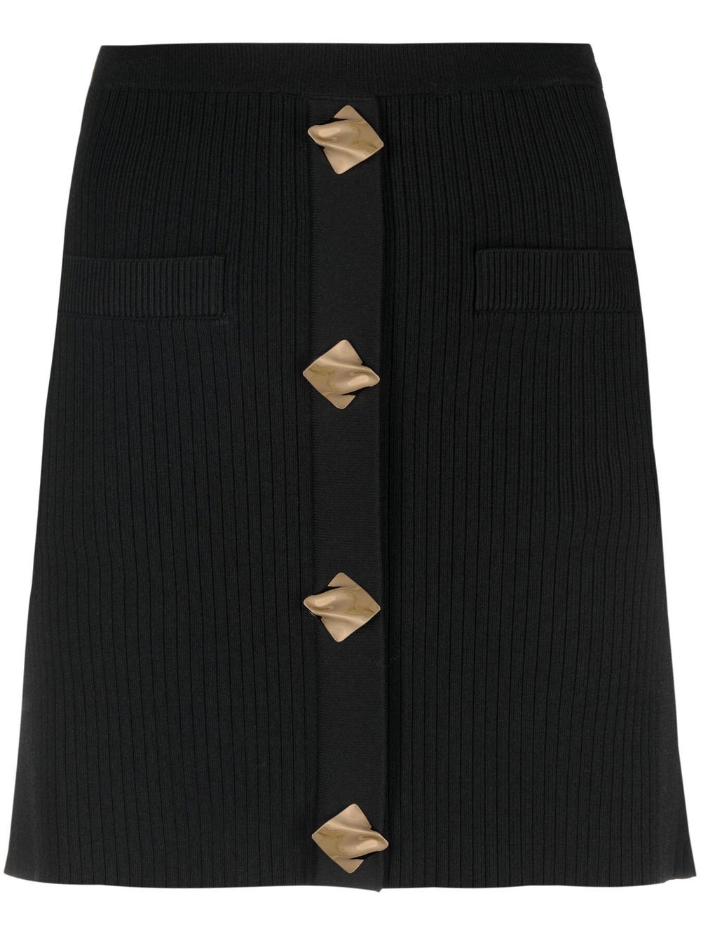 Self-Portrait ribbed-knit mini skirt - Black