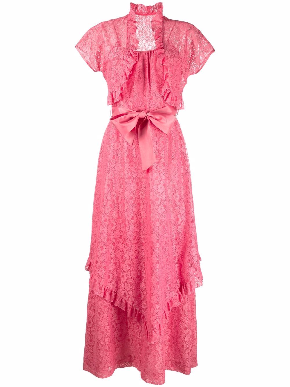 1950s broderie anglaise ruffled dress and bolero - Pink