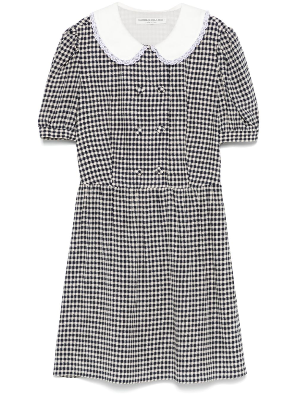 Vichy-print silk mini dress - Blue