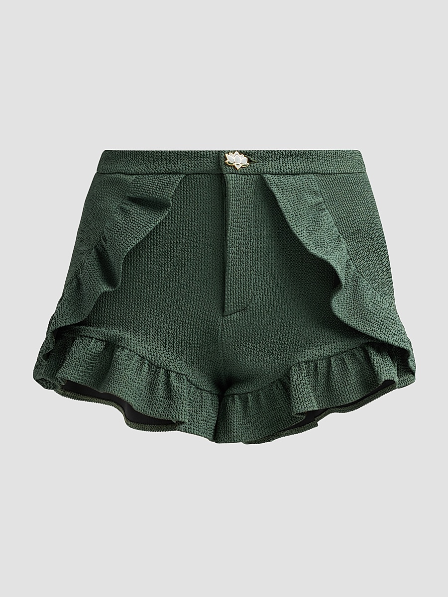 Women's Cora Ruffle Knit Shorts - Green