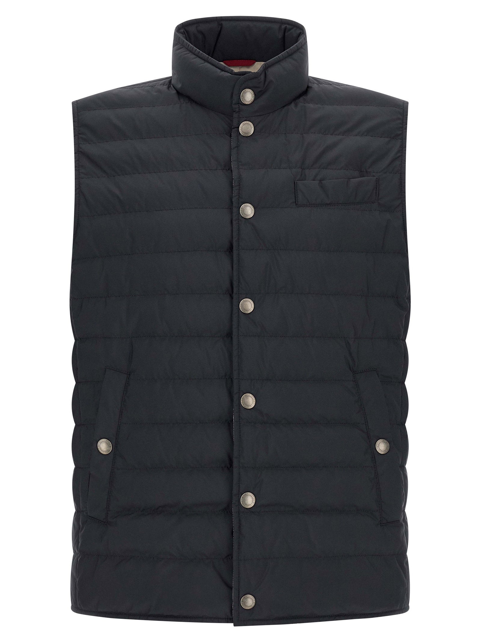 Quilted Techno Fabric Vest — Black