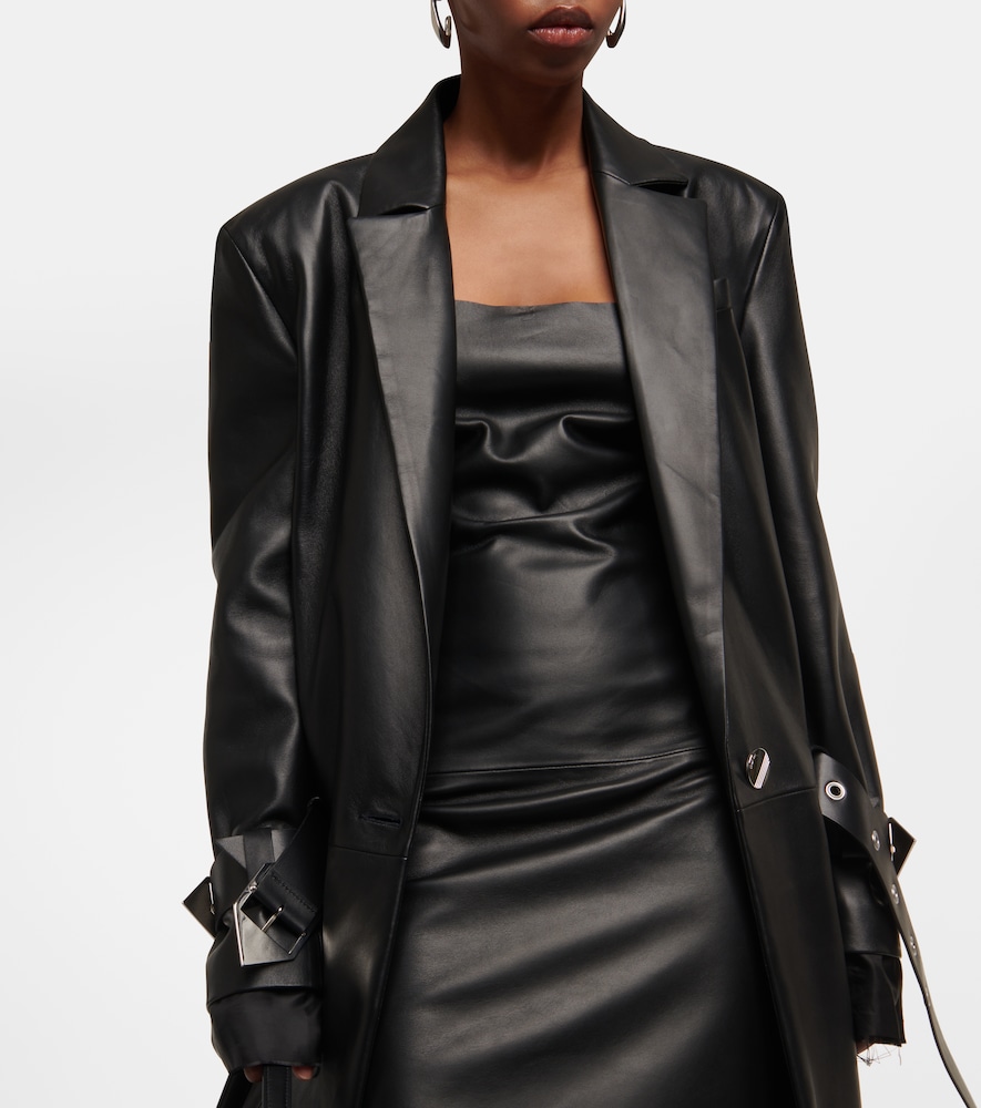 Belted leather coat