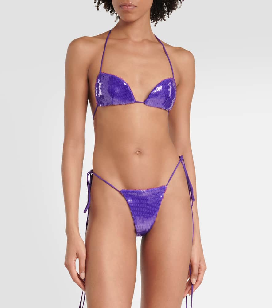 Sequined halterneck bra top