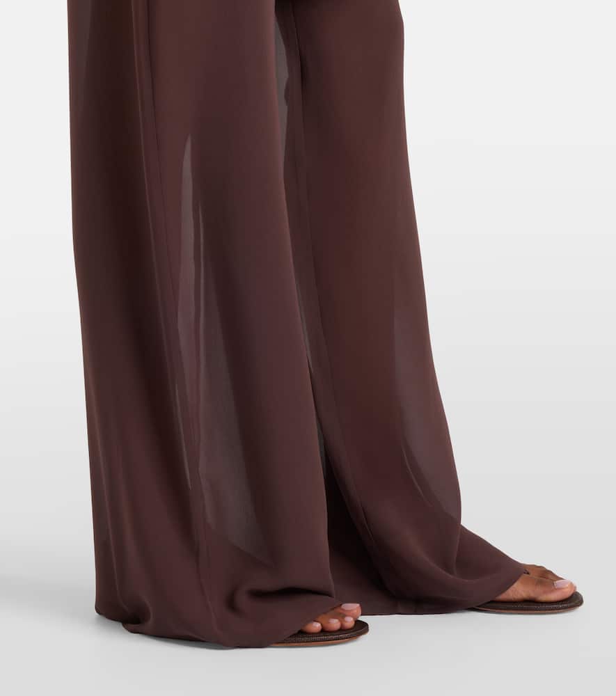 Sheer silk wide-leg pants