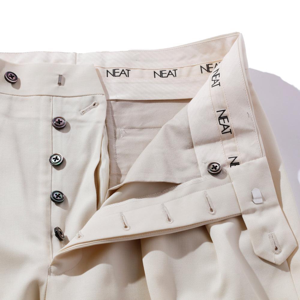 Wool Gabardine Standard Trousers Ivory