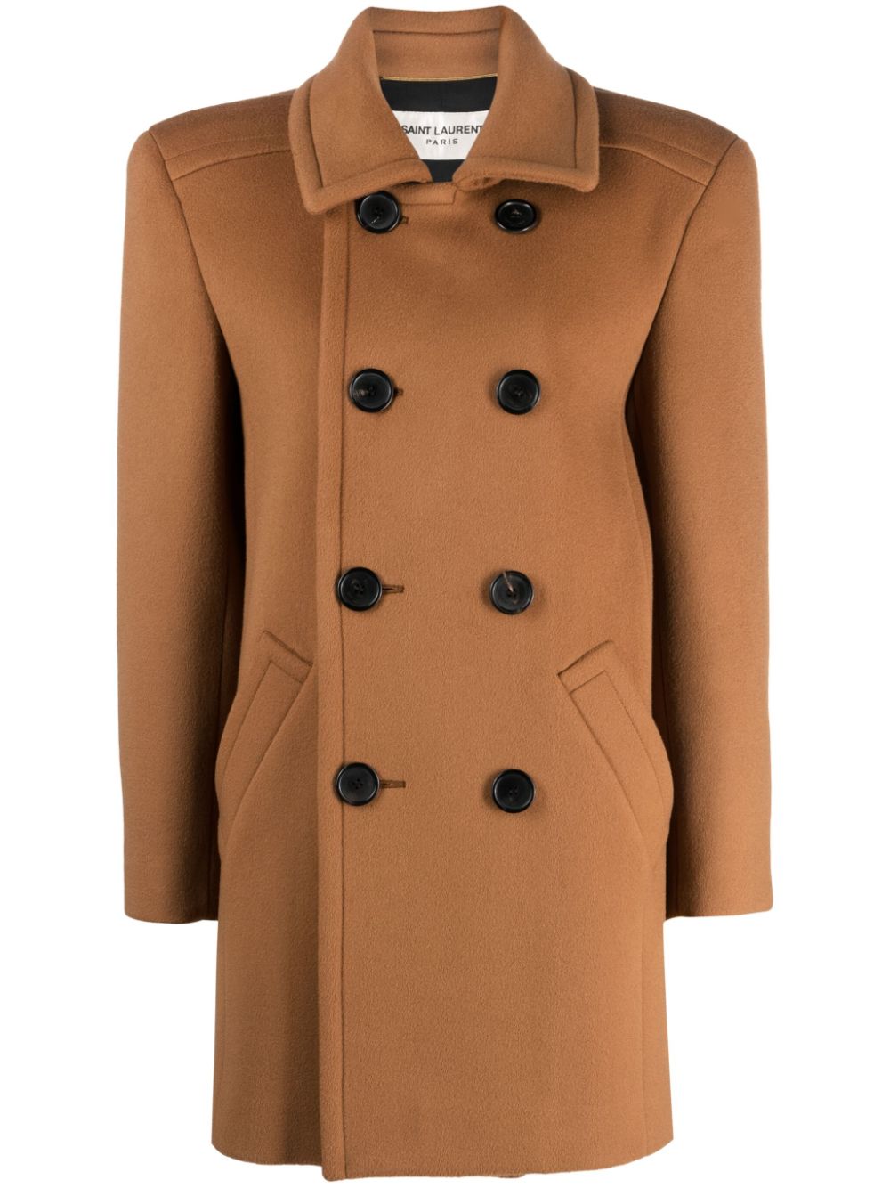 Double-breasted wool coat - Brown