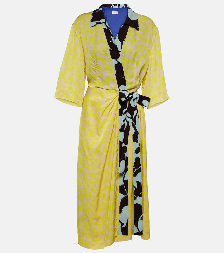 Printed wrap midi dress