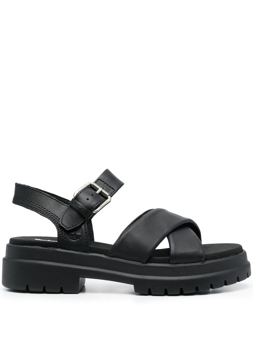 Padded crossover strap sandals - Black