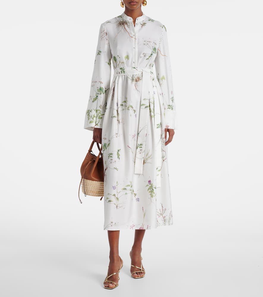 Floral printed silk midi dress