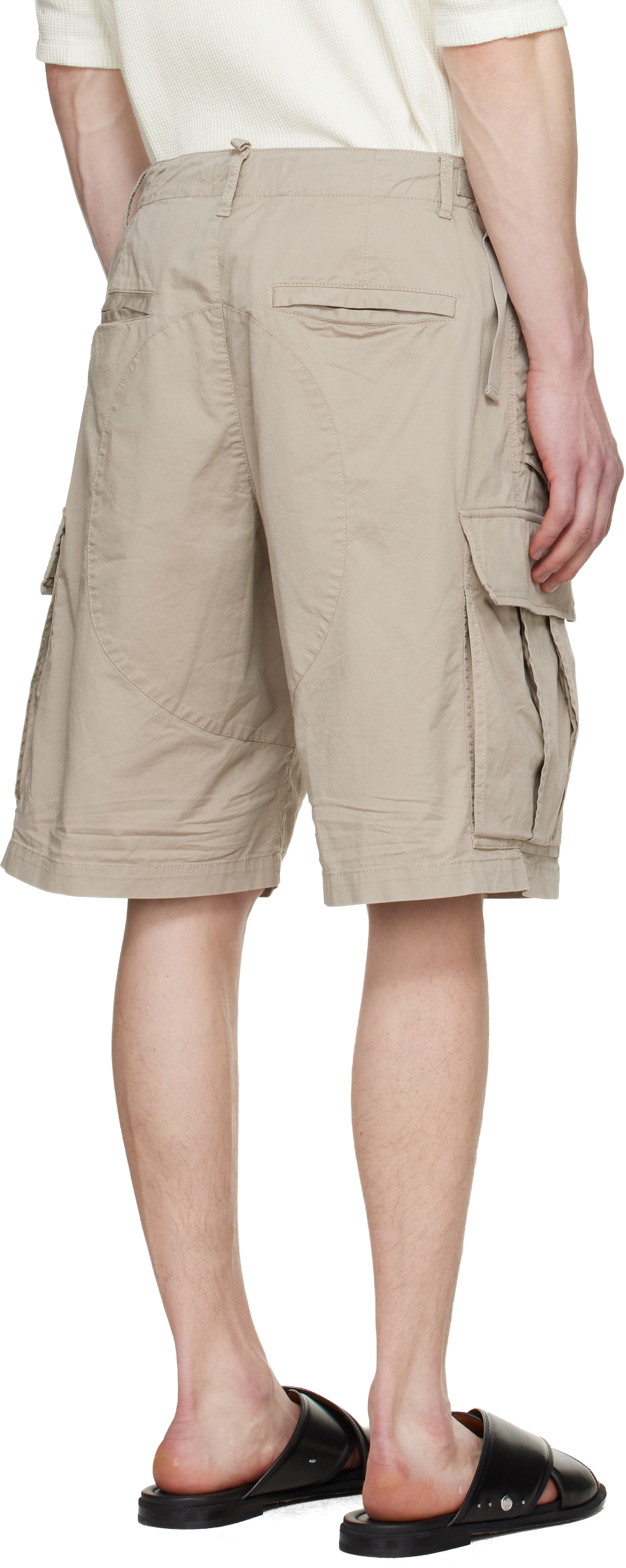 Beige Light Cotton Utility Kawaii Shorts