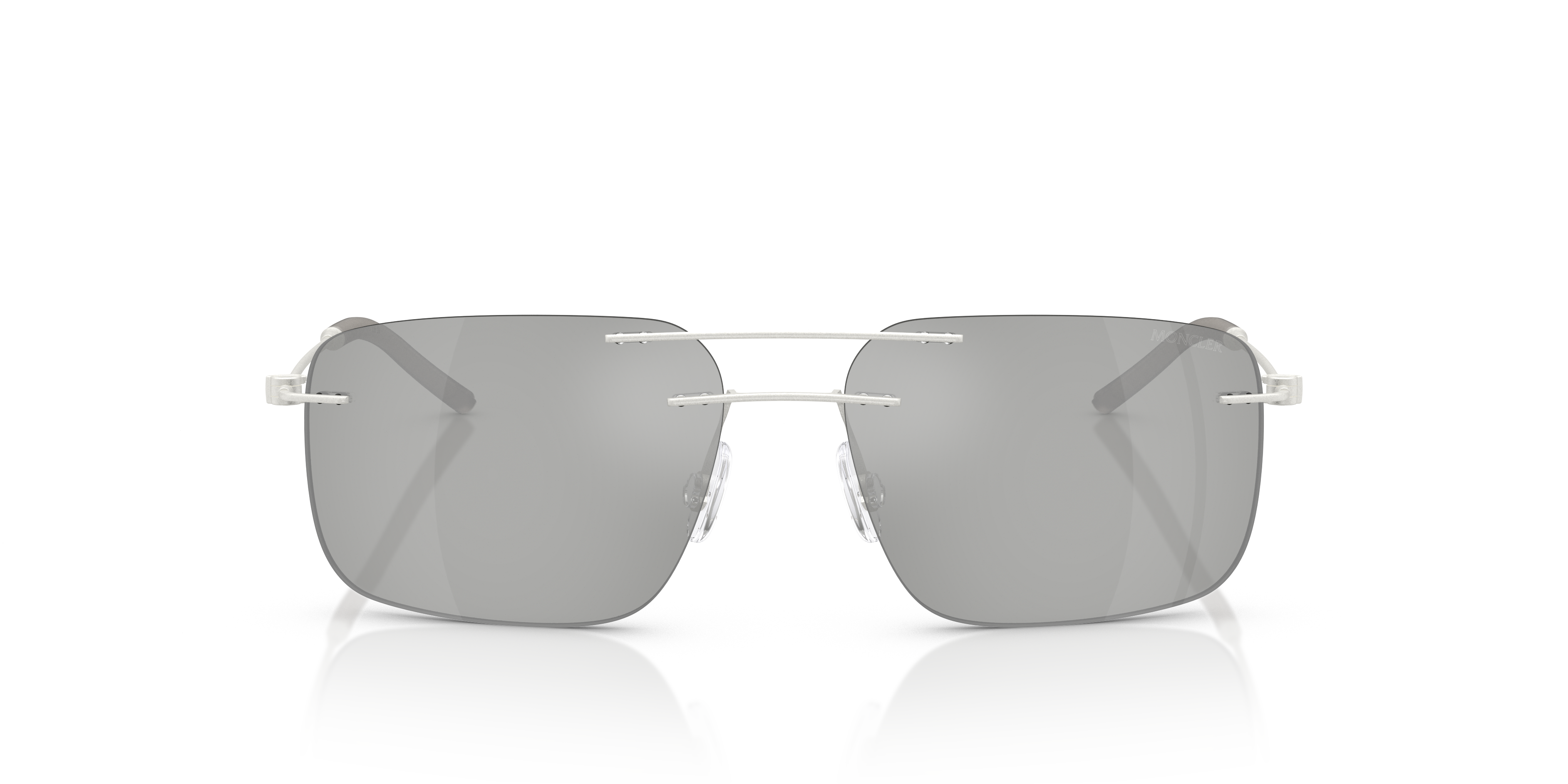 Moncler Unisex Moncler ME4003 DOPPLER 10048V Gafas de sol Acero Plata Azul Cuadrada Espejo