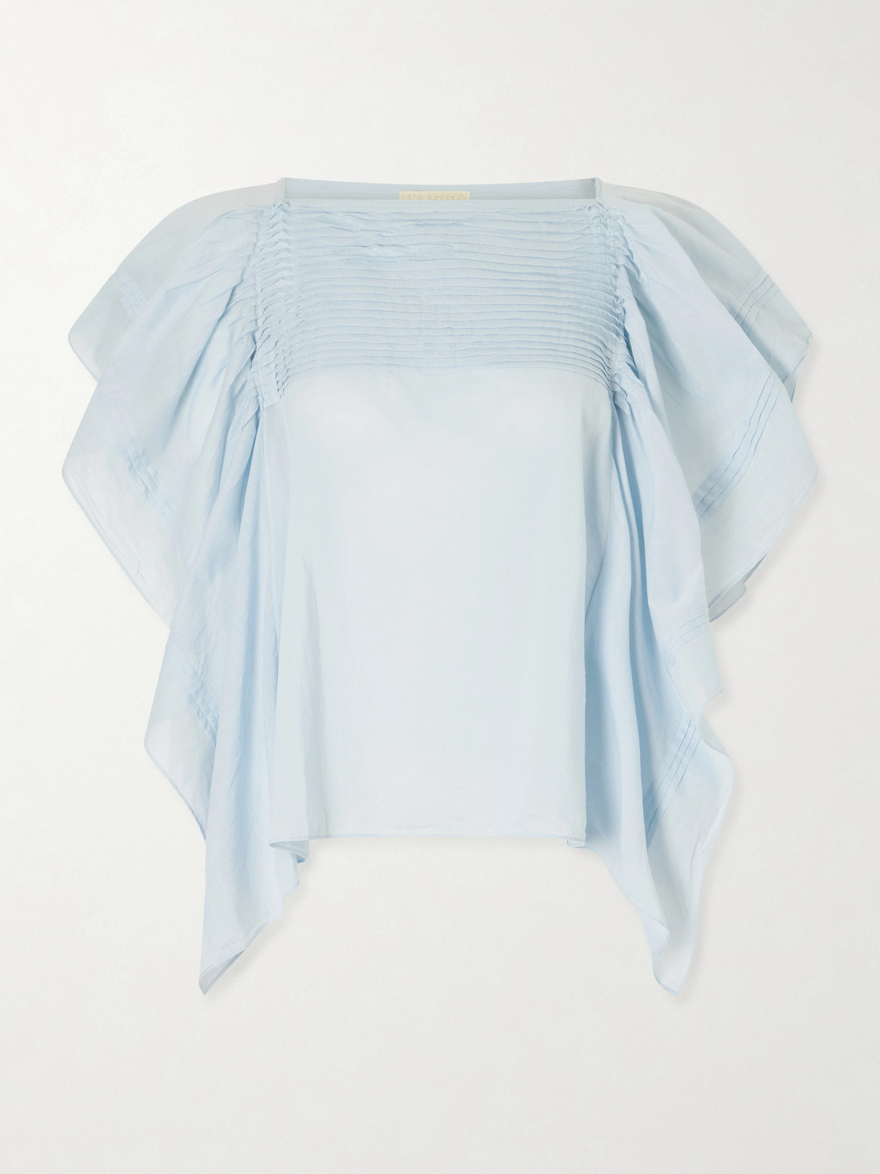 Lu Ruffled Cotton-voile Top - Blue