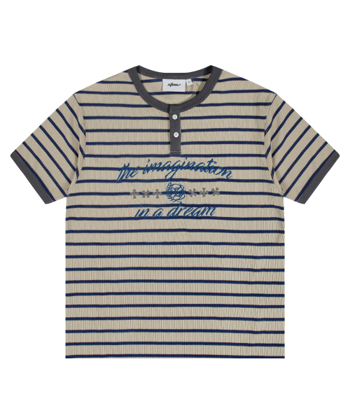 XTT133 Curve Stripe Henley Neck T-Shirt