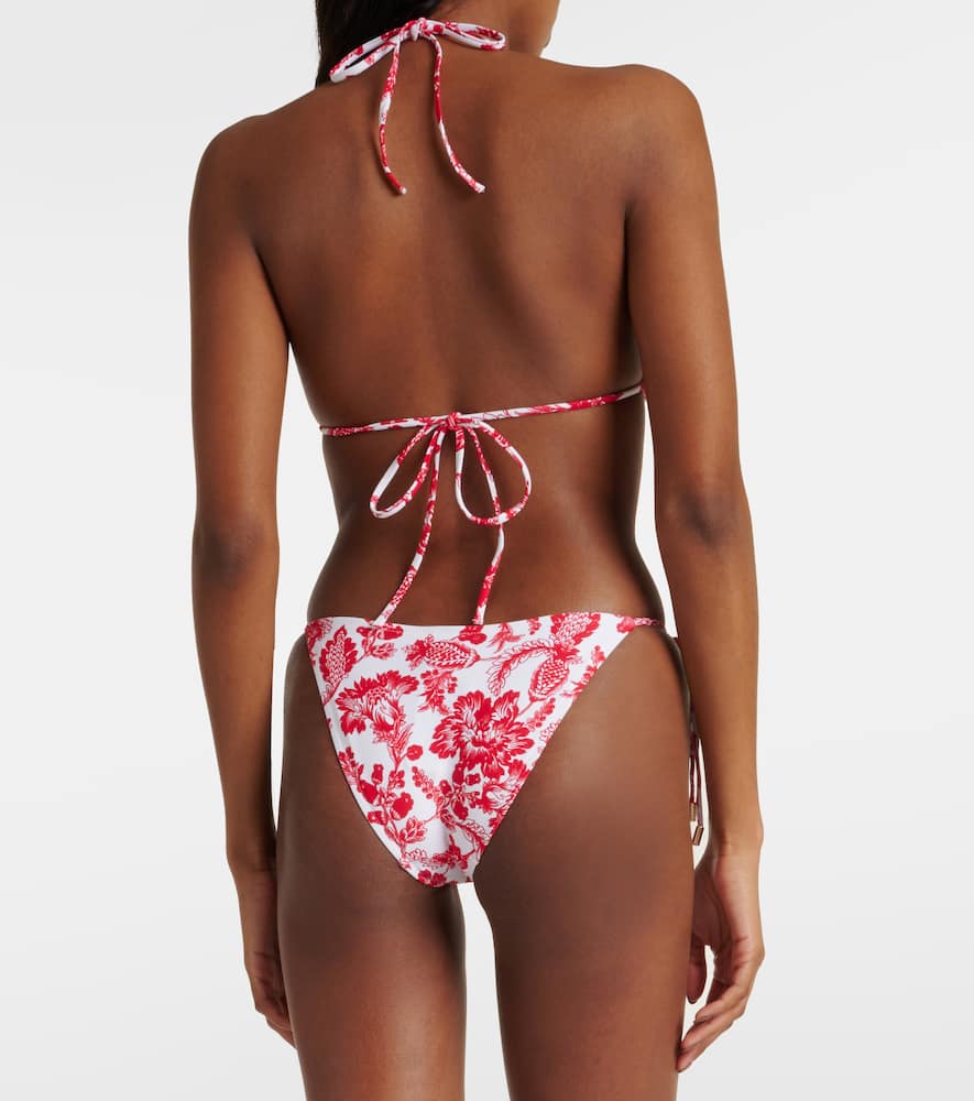 Miami ring-detail floral bikini top