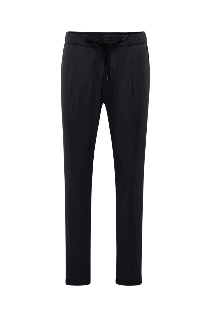 Drawstring Nylon-Elastane Joggers — Black