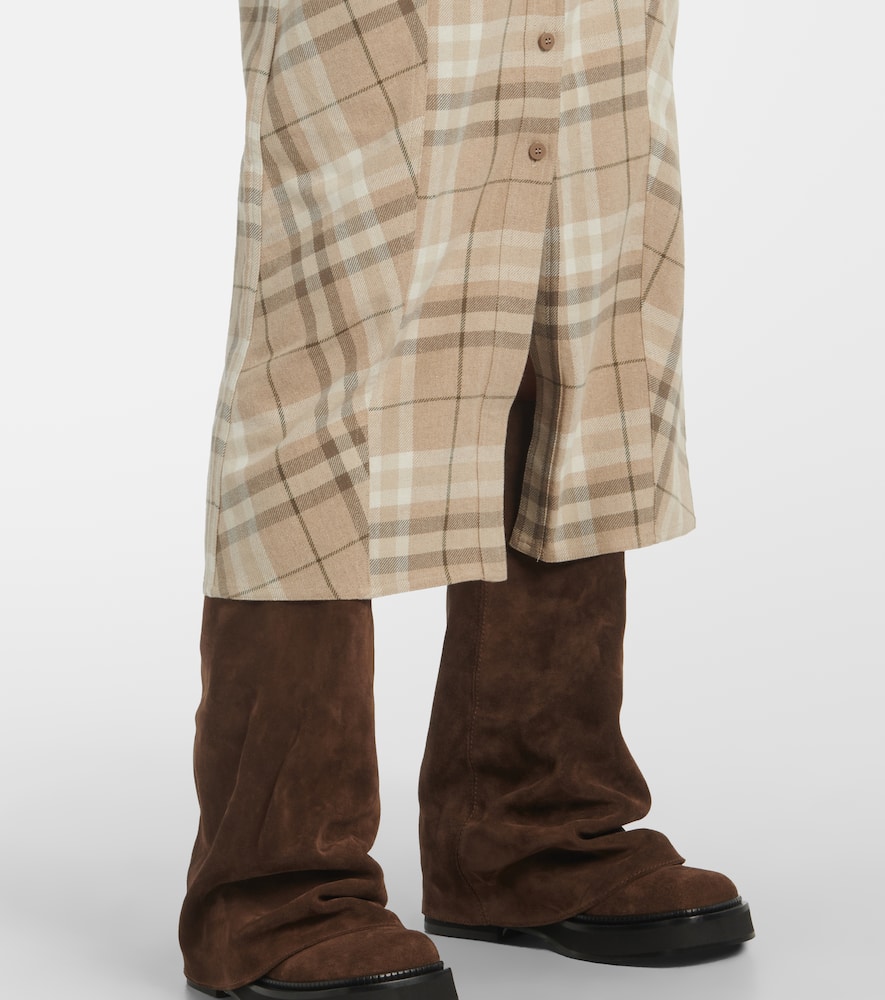 Checked cotton-blend shirt dress