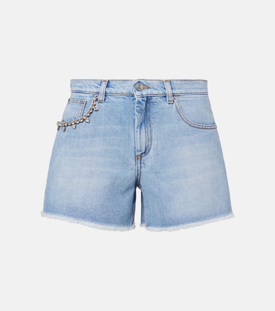 Embellished denim shorts