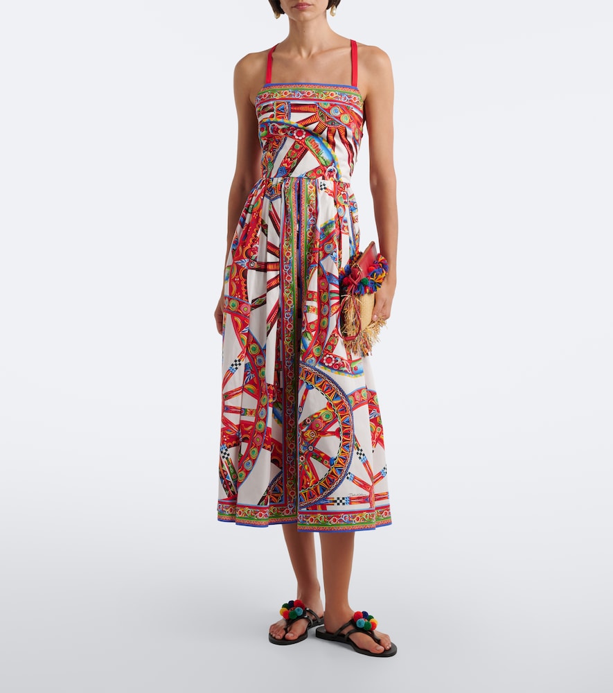 Carretto gathered cotton poplin midi dress