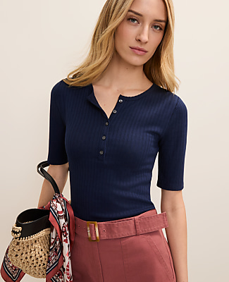 Ann Taylor Pointelle Henley Tee