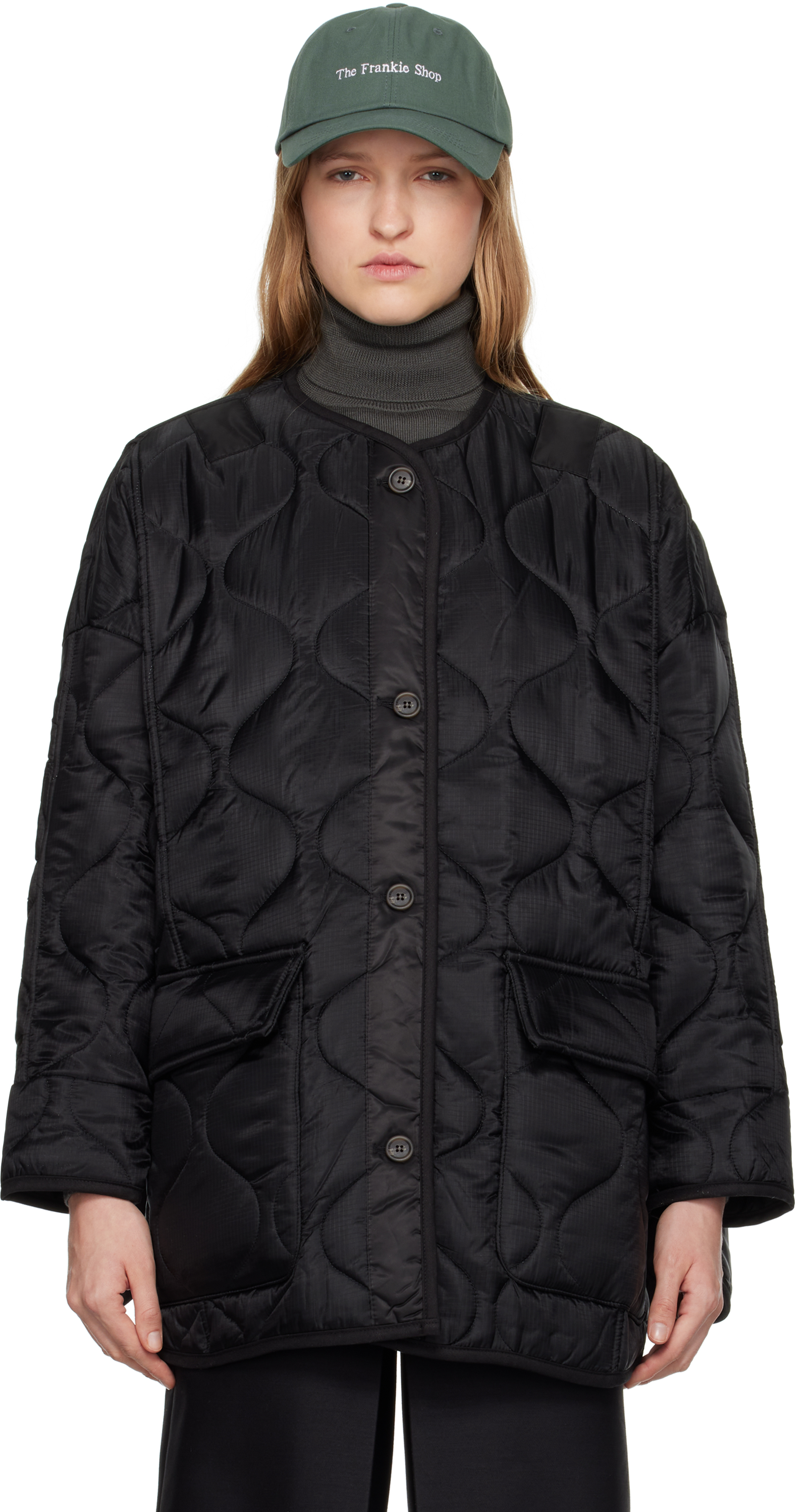 The Frankie Shop Black Teddy Quilted Jacket