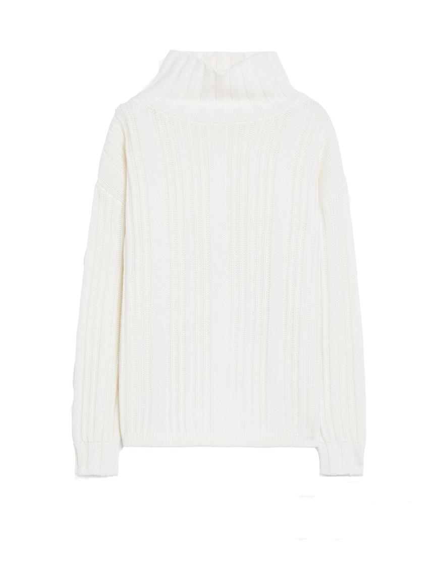 White Vitalba Wool Polo-neck Jumper