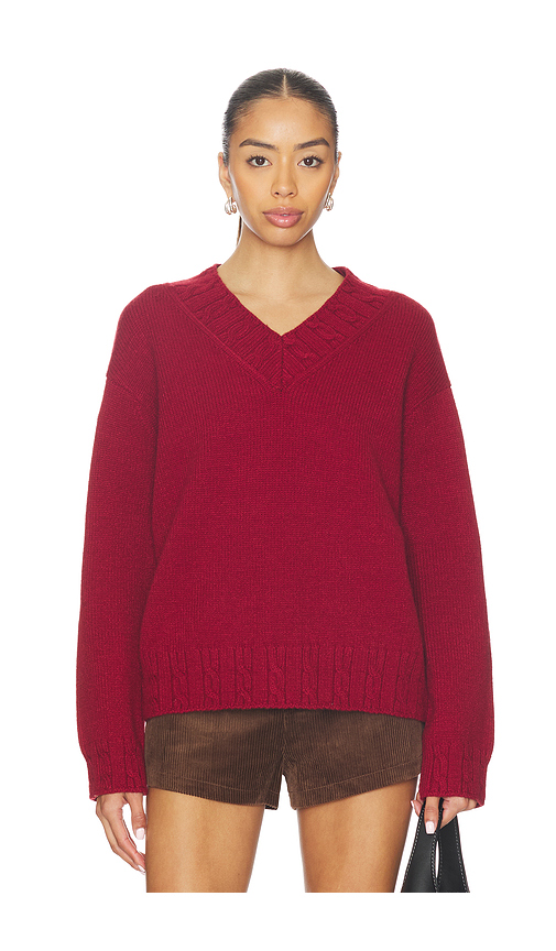Lovers and Friends Haisley V Neck Sweater in Red. L also in XS, XXS, S