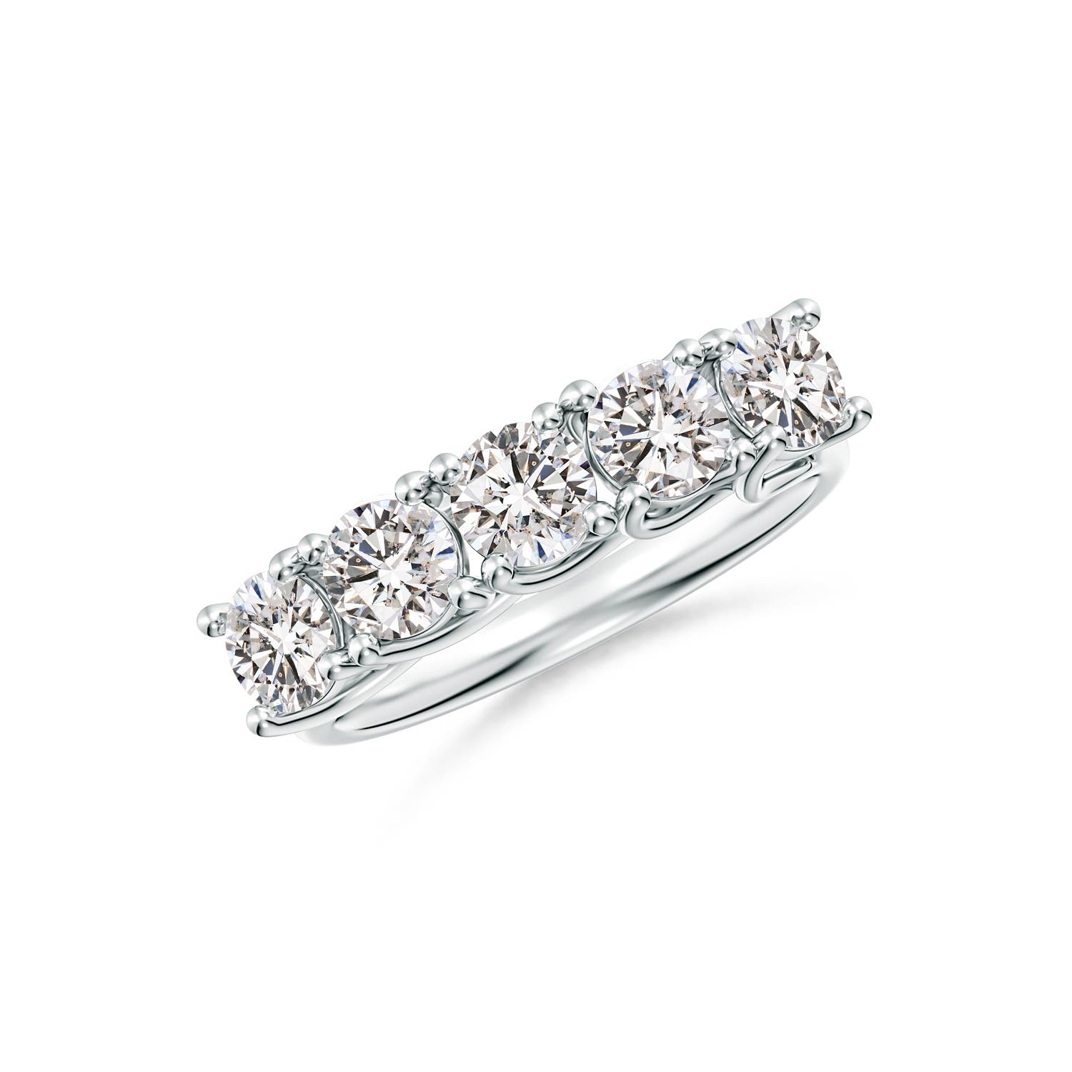 Angara 1.5 Carats Half Eternity Five Stone Diamond Wedding Band in 18K White Gold