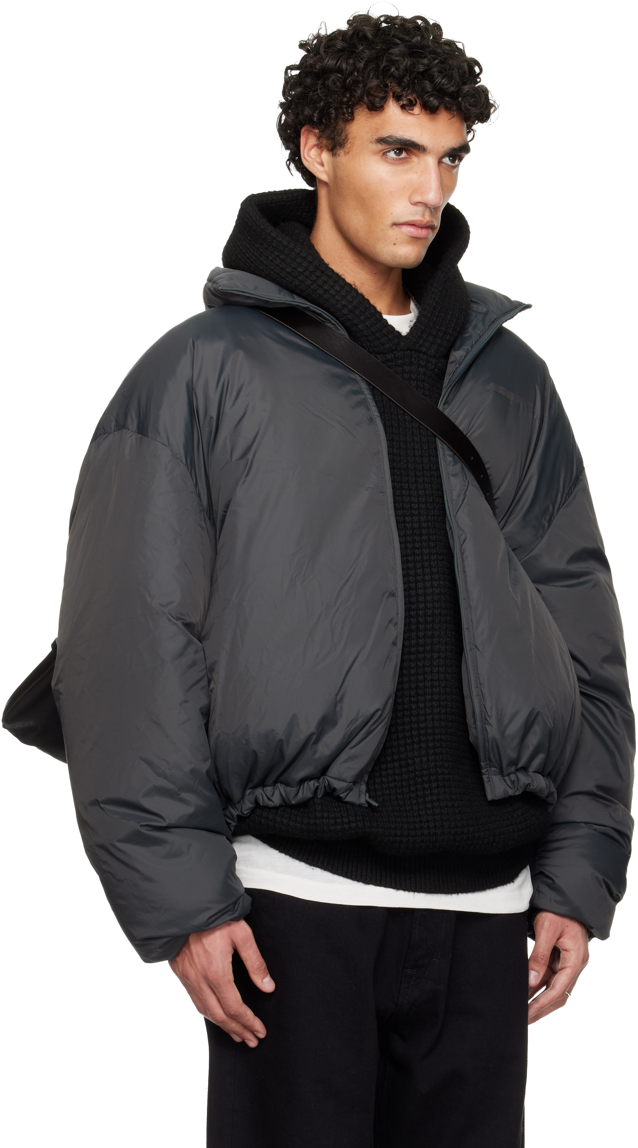 Gray Holiday Ripstop Nylon Puffer Down Jacket
