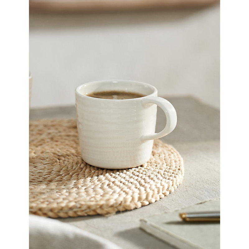 Natural Selsey Ribbed-effect Bone-china Coffee mug 8cm 