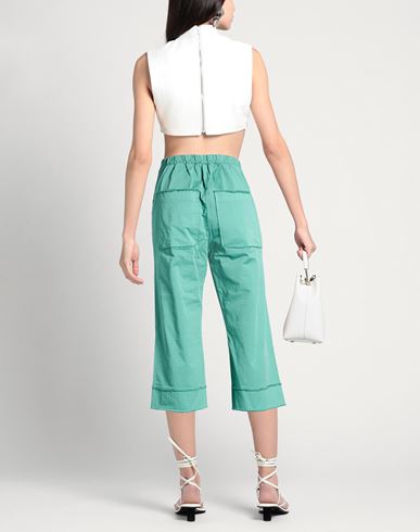 Woman Pants Green Size L Cotton, Elastane