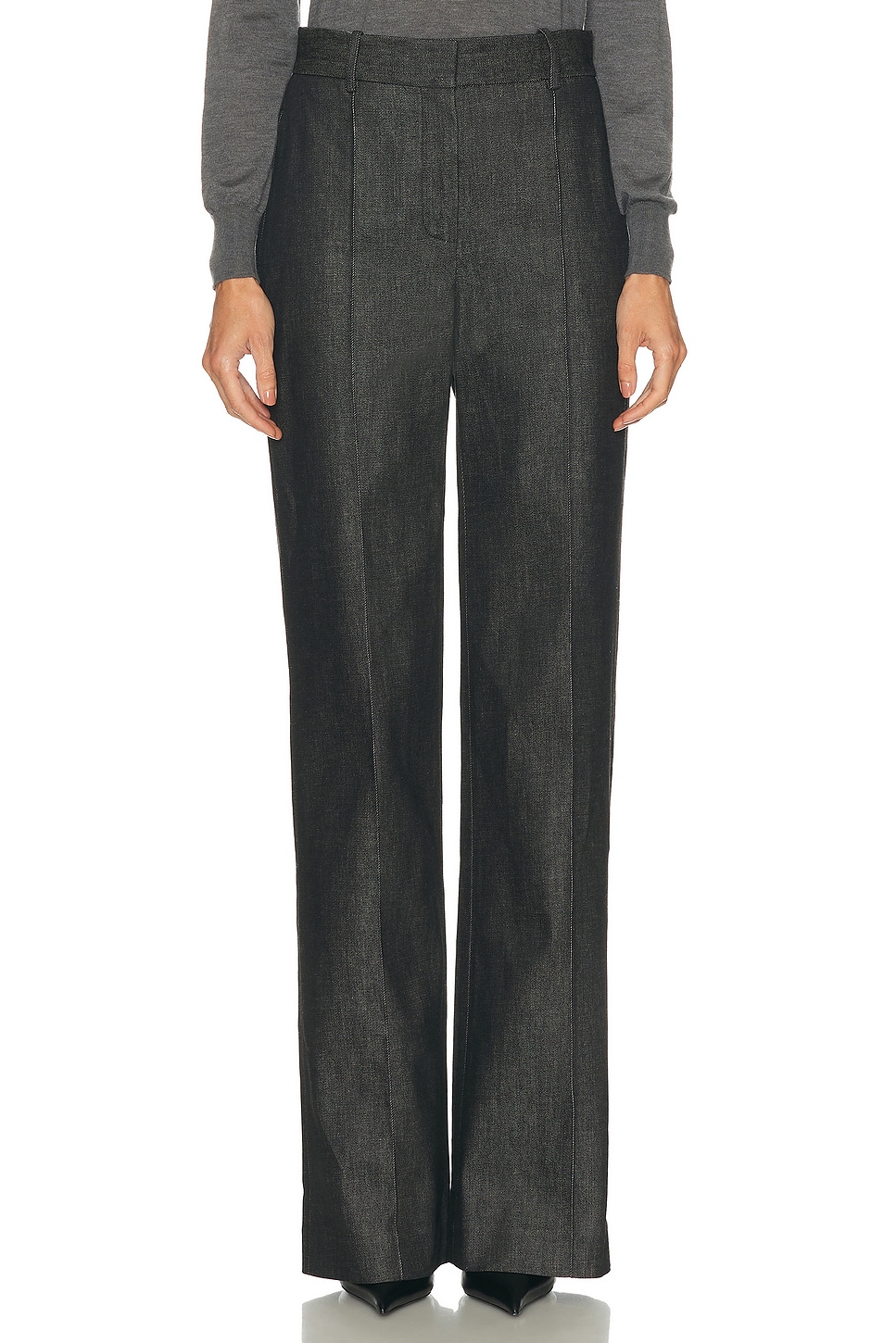 Adam Lippes Wyatt Wide Leg in Black Denim - Black. 6 also