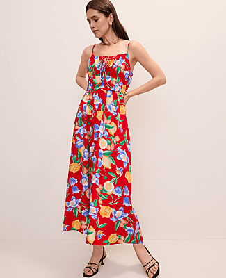 Ann Taylor Floral Gathered Maxi Dress