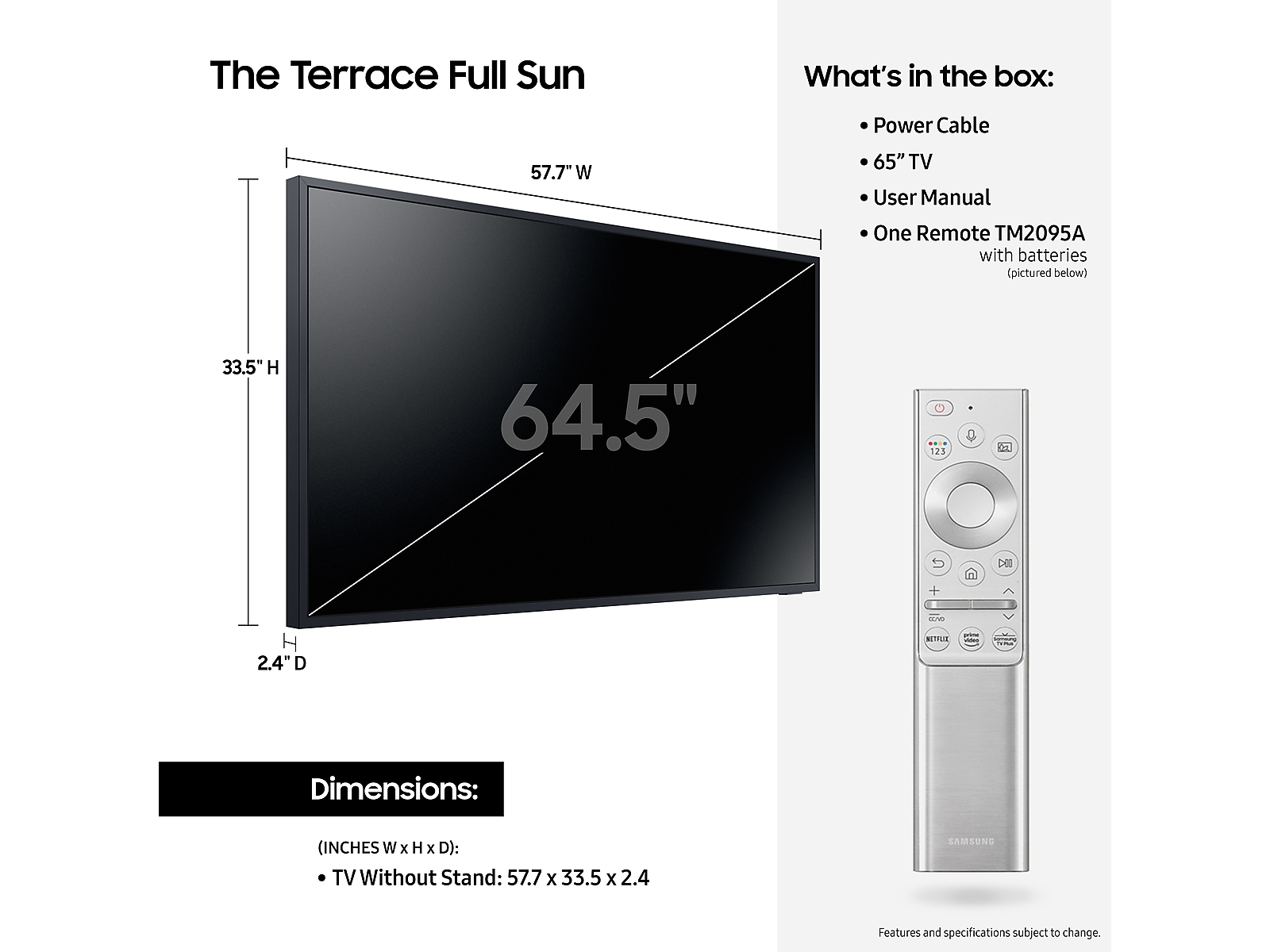 65" Class The Terrace Full Sun QLED 4K LST9T in titan black (2021)